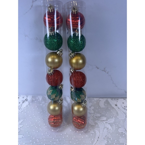 Ashland Other - Ashland Mini Christmas Ball Ornaments 1.5" Red Green Gold Shatterproof 14pc